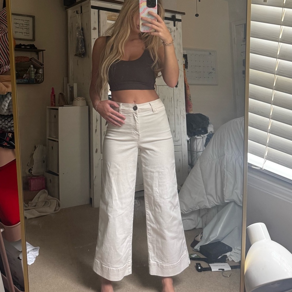 H&M beige wide leg pants